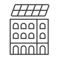 An icon of a solar panel on a commercial building that represents commercial solar installation, a service provided by Solar Water Wind Hunter Valley