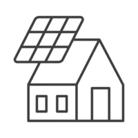 an icon of a solar panel on a house representing the residential solar installation service provided by Solar Water Wind Hunter Valley